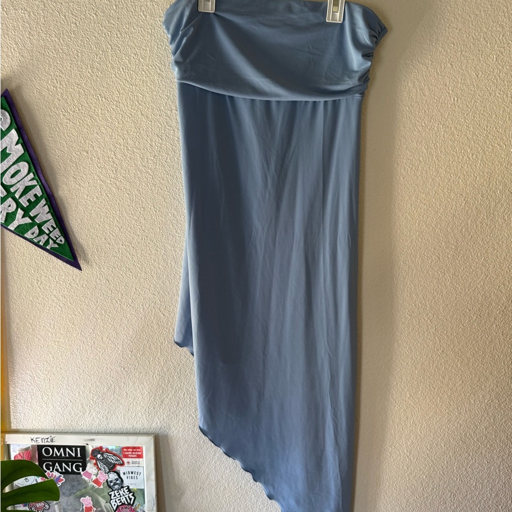 Urban Outfitters Light Blue Asymmetrical Strapless Dress
